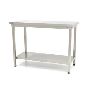 Tavolo in Acciaio Inox - 200 x 60cm - Altezza Regolabile - con Ripiano di Stoccaggio