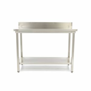 Tavolo in Acciaio Inox - 200 x 70cm - Altezza Regolabile - con Schienale