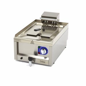 Friggitrice - 10L - 1 Cestello - con Rubinetto di Scarico - 400V