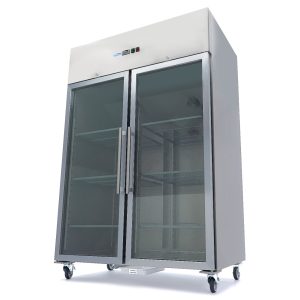 Frigorifero - 1200L - 6 Ripiani Regolabili (2/1 GN) - Acciaio Inox - con Porta in Vetro