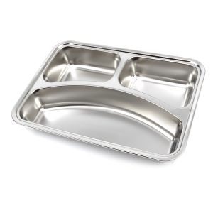 Piatto - 3 Scomparti - Acciaio Inox - Lavabile in Lavastoviglie